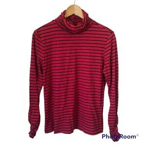 Striped Ruched Turtleneck Shirt Layering Piece Fall Winter Minimalist Retro